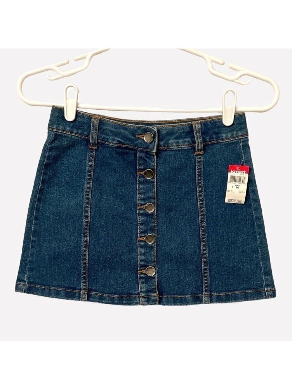Route 66 NEW Y2K Denim Skirt Girls sz 10 Casual  Jean Mini Button Front Classic